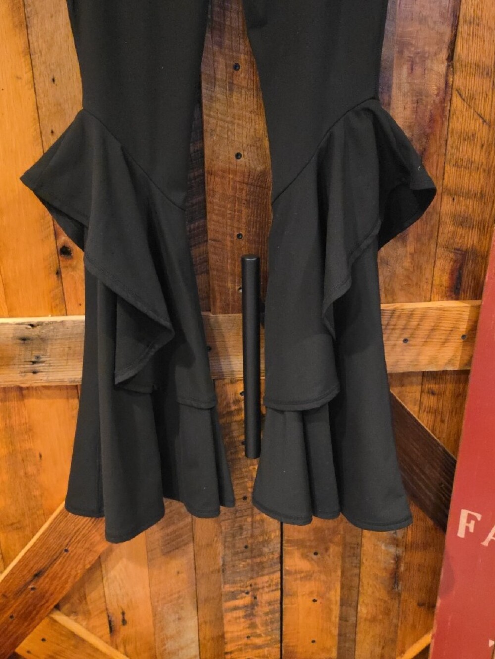 128p A Rare Bird Black Ruffle Flare Pants  Statement Bootcut - Picture 8 of 9